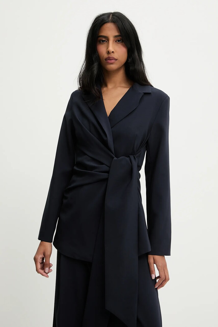 Answear Lab sacou culoarea albastru marin, un singur rand de nasturi, neted