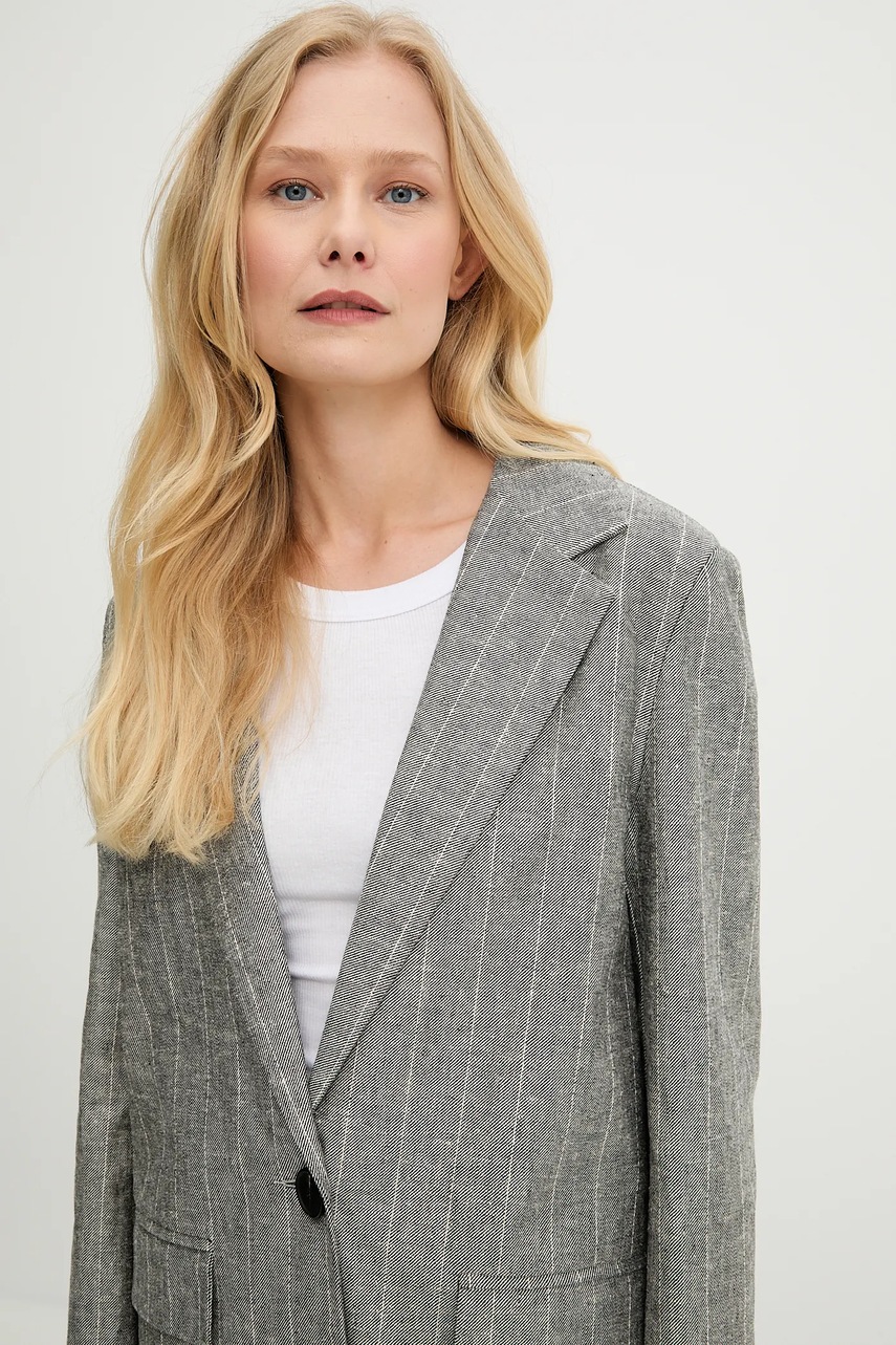 Blazer με μείγμα λινών Answear.LAB χρώμα: γκρι φωτογραφία