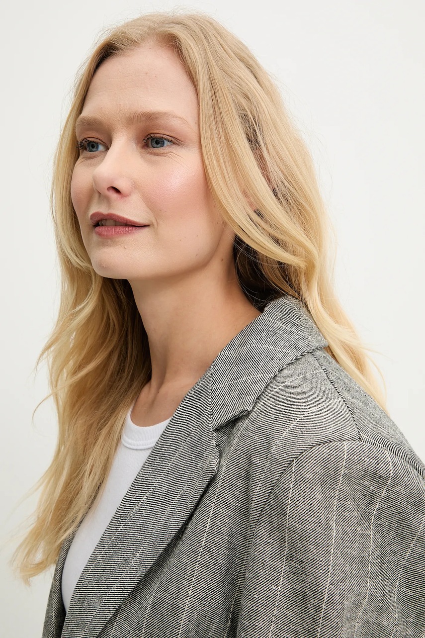 Blazer με μείγμα λινών Answear.LAB χρώμα: γκρι φωτογραφία