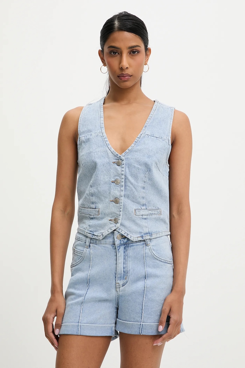 Answear Lab vesta jeans un singur rand de nasturi