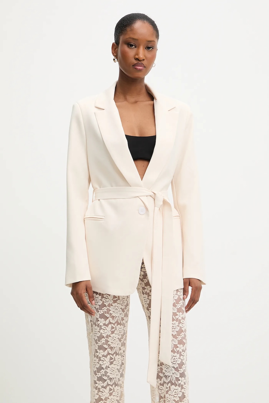 Answear Lab sacou culoarea bej, un singur rand de nasturi, neted