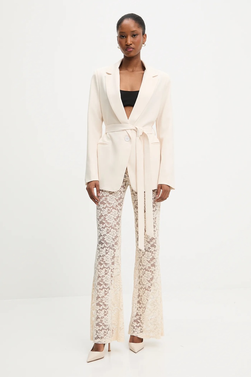 Пиджак Answear.LAB цвет бежевый однобортный однотонная