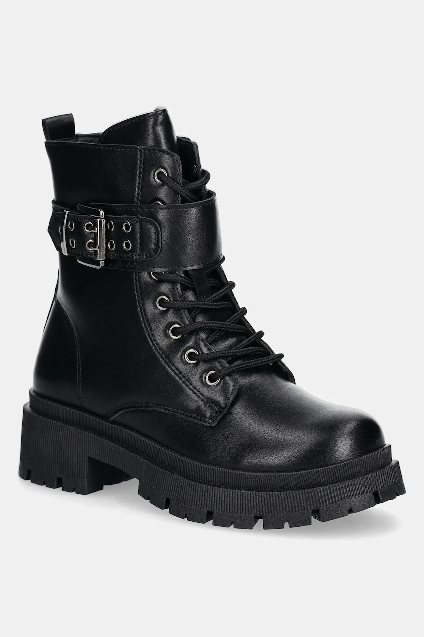 Answear Lab botine femei, culoarea negru, cu toc plat, izolare usoara Answear Lab botine femei, culoarea negru, cu toc plat, izolare usoara