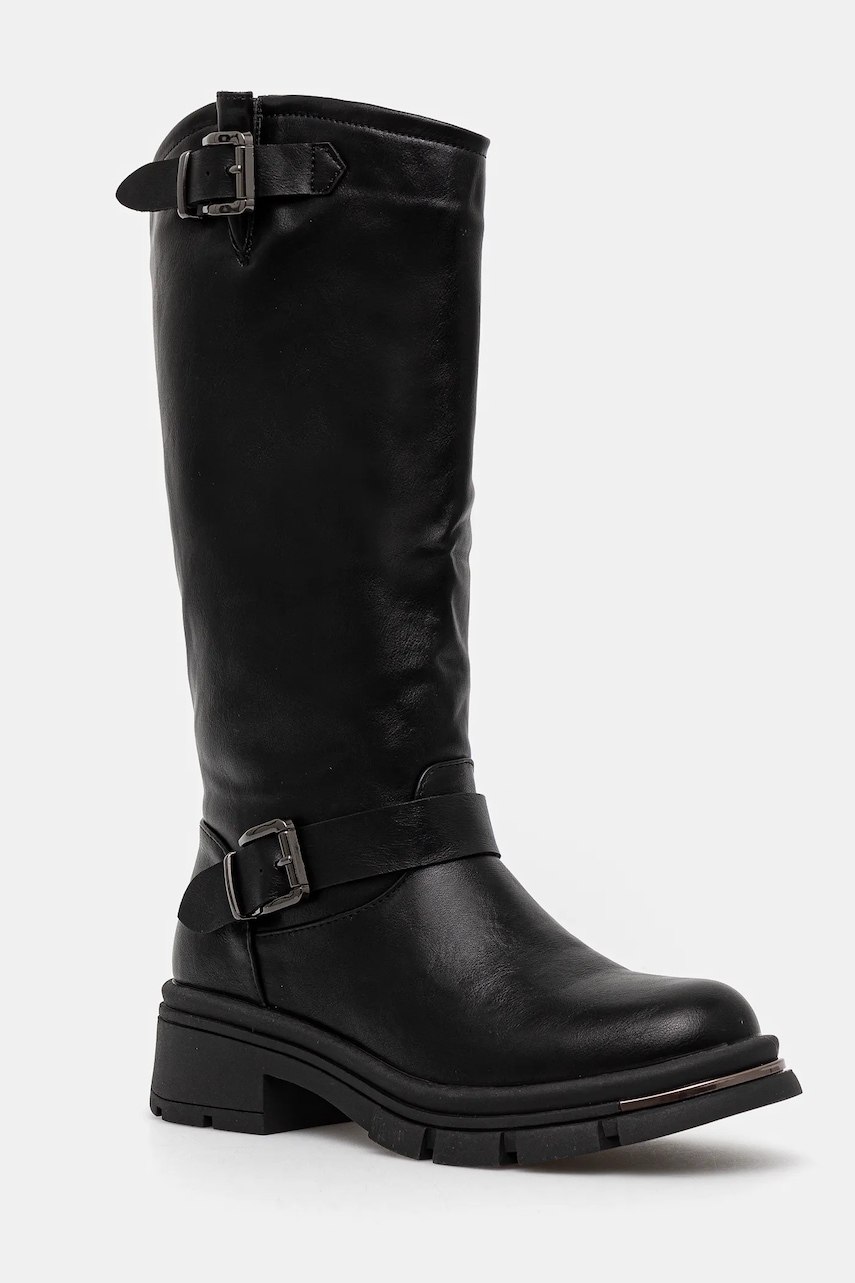 Answear Lab cizme femei, culoarea negru, cu toc plat