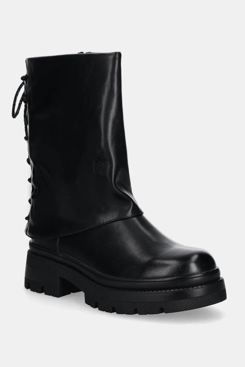 Answear Lab botine femei, culoarea negru, cu toc plat, izolare usoara Answear Lab botine femei, culoarea negru, cu toc plat, izolare usoara