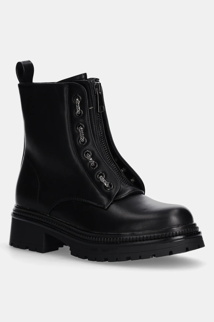 Answear Lab botine femei, culoarea negru, cu toc plat, izolare usoara Answear Lab botine femei, culoarea negru, cu toc plat, izolare usoara