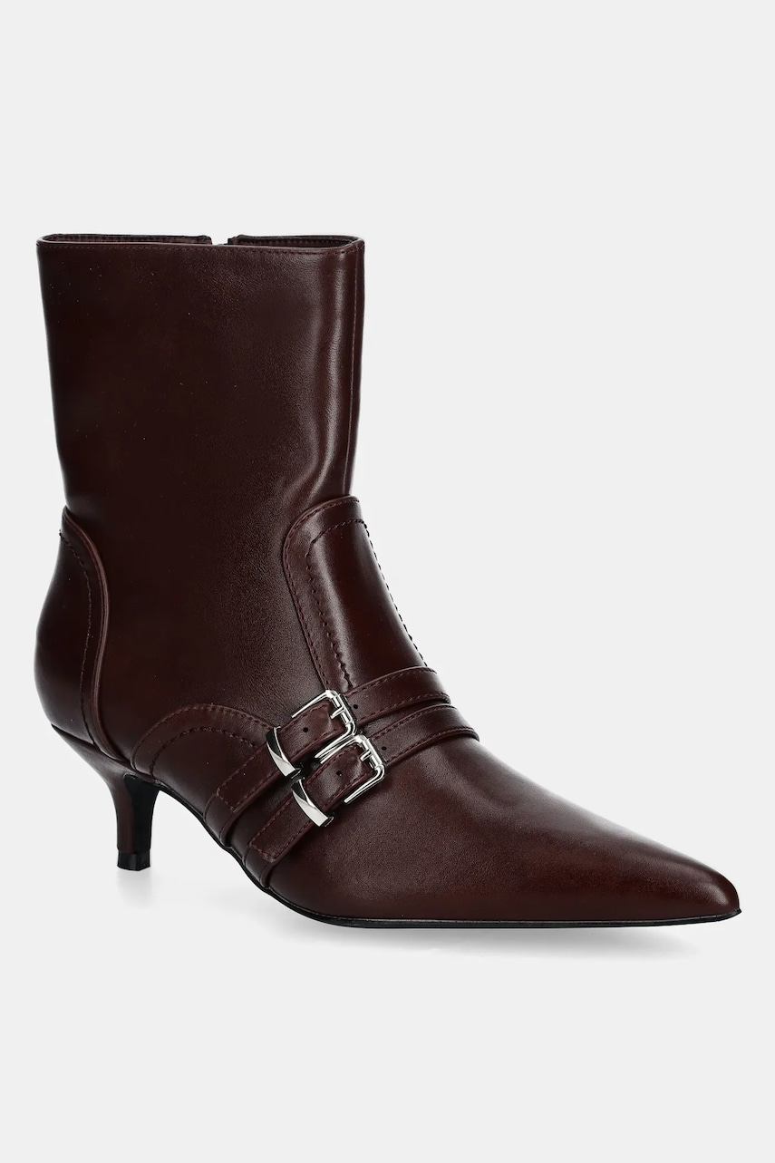 Answear Lab botine femei, culoarea bordo, cu toc cui, izolare usoara