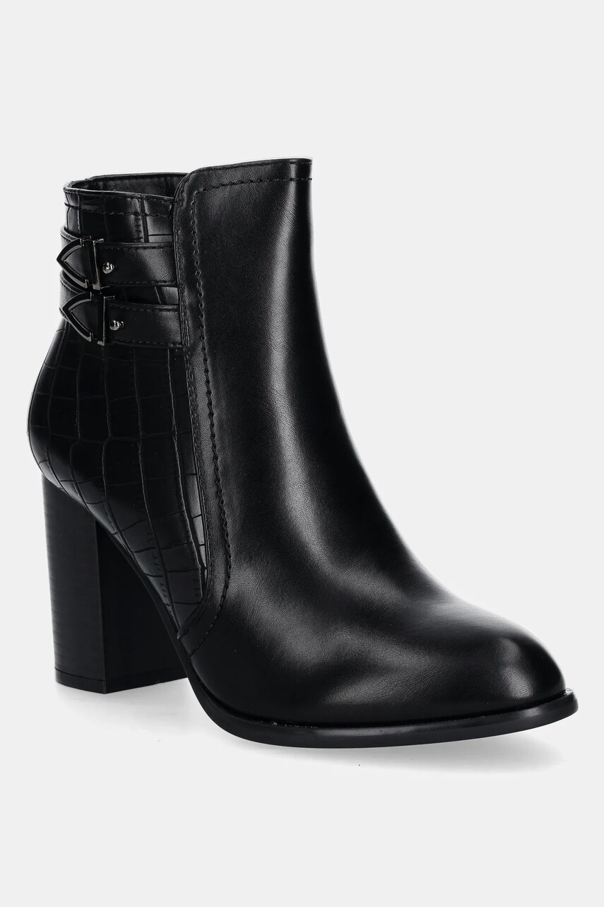 Answear Lab botine femei, culoarea negru, cu toc drept, izolare usoara