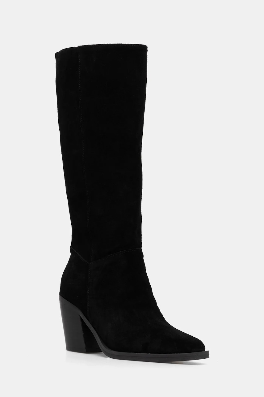 Answear Lab cizme din piele intoarsa femei, culoarea negru, cu toc drept Answear Lab cizme din piele intoarsa femei, culoarea negru, cu toc drept