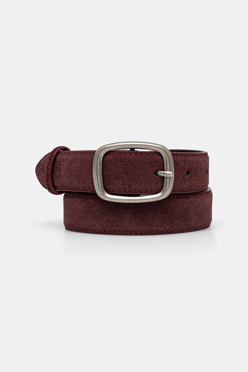 Answear Lab curea din piele intoarsa culoarea bordo