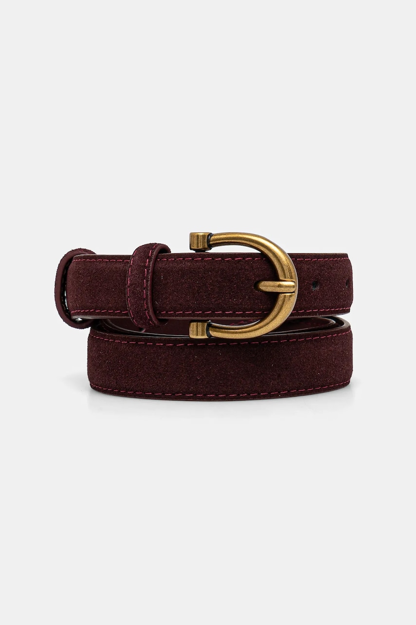 Answear Lab curea din piele intoarsa culoarea bordo
