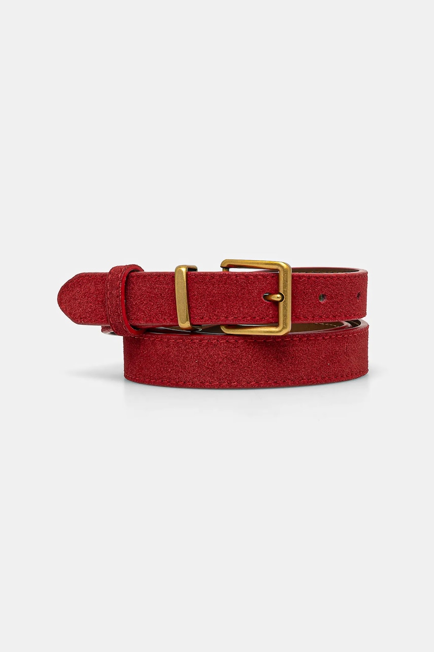 Answear Lab curea de piele femei, culoarea rosu