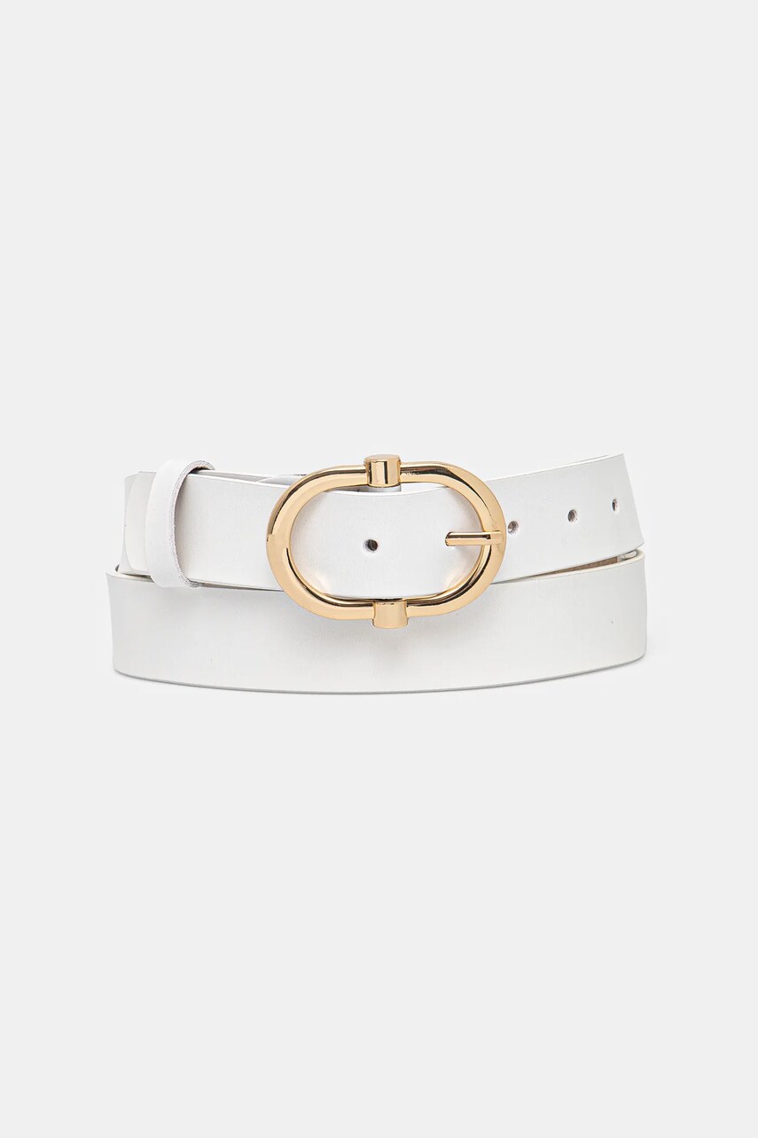 Answear Lab curea de piele femei, culoarea alb