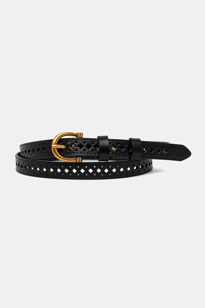 Answear Lab curea de piele femei, culoarea negru