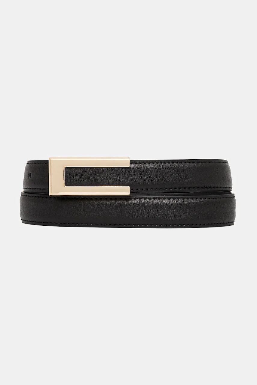 Answear Lab curea de piele femei, culoarea negru