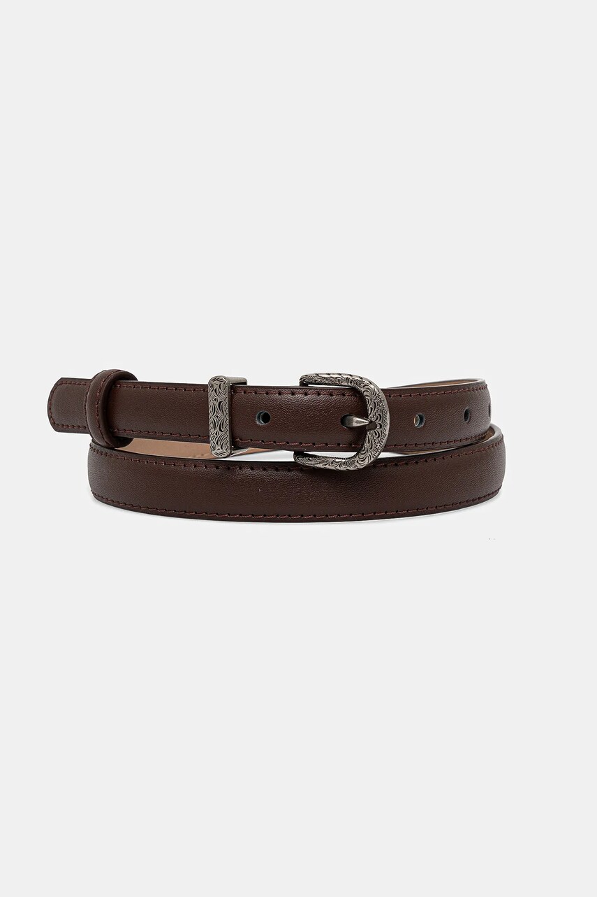 Answear Lab curea de piele femei, culoarea maro