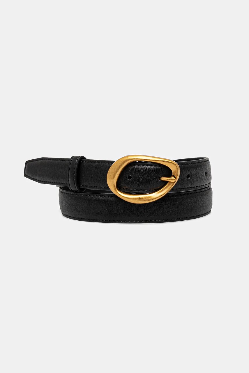 Answear Lab curea de piele femei, culoarea negru