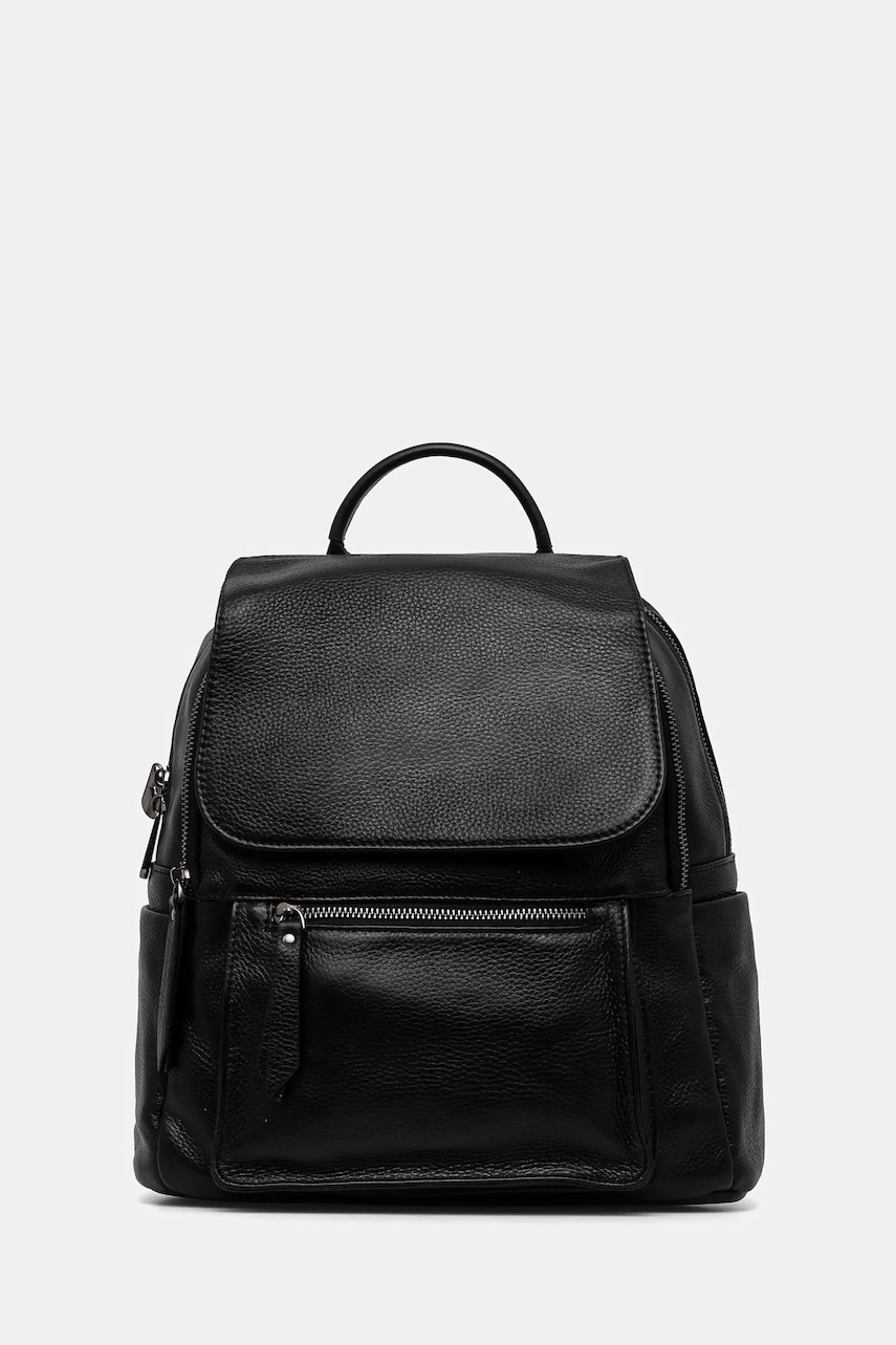 Answear Lab ghiozdan de piele femei, culoarea negru, mic, neted Answear Lab ghiozdan de piele femei, culoarea negru, mic, neted