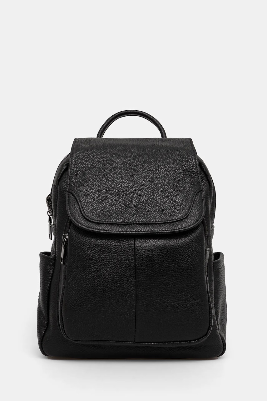 Answear Lab ghiozdan de piele femei, culoarea negru, mic, neted Answear Lab ghiozdan de piele femei, culoarea negru, mic, neted