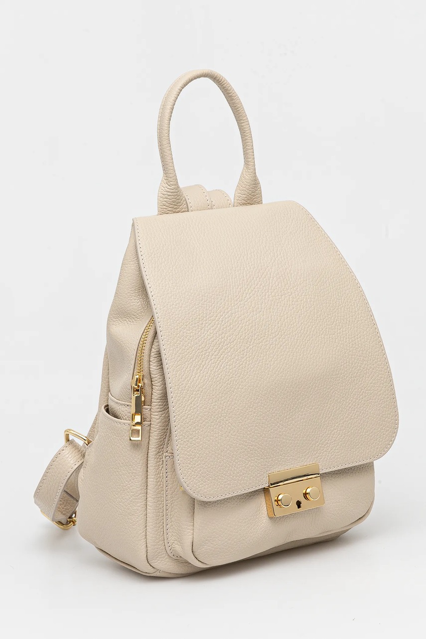 Кожаный рюкзак Answear.LAB цвет бежевый маленький однотонная