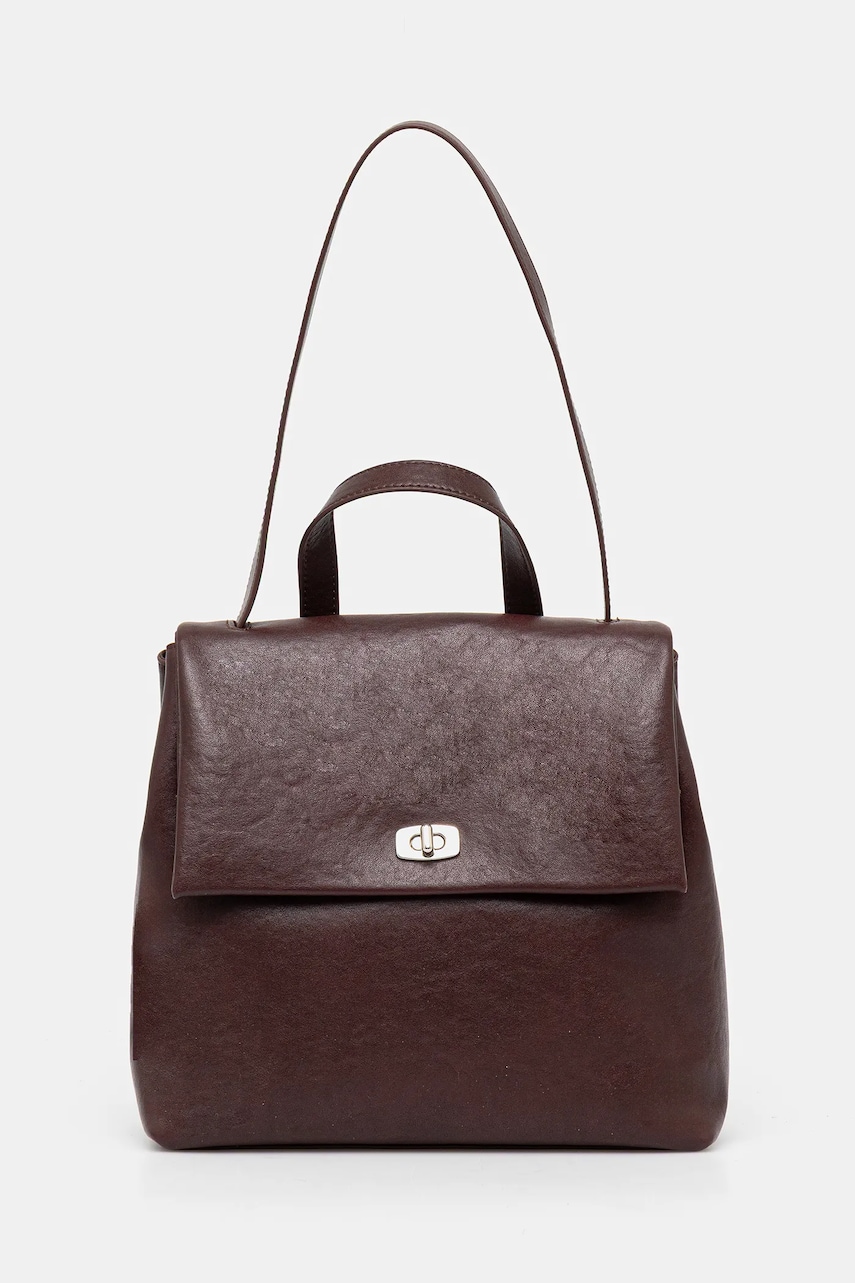 Answear Lab ghiozdan de piele culoarea maro, mic, neted