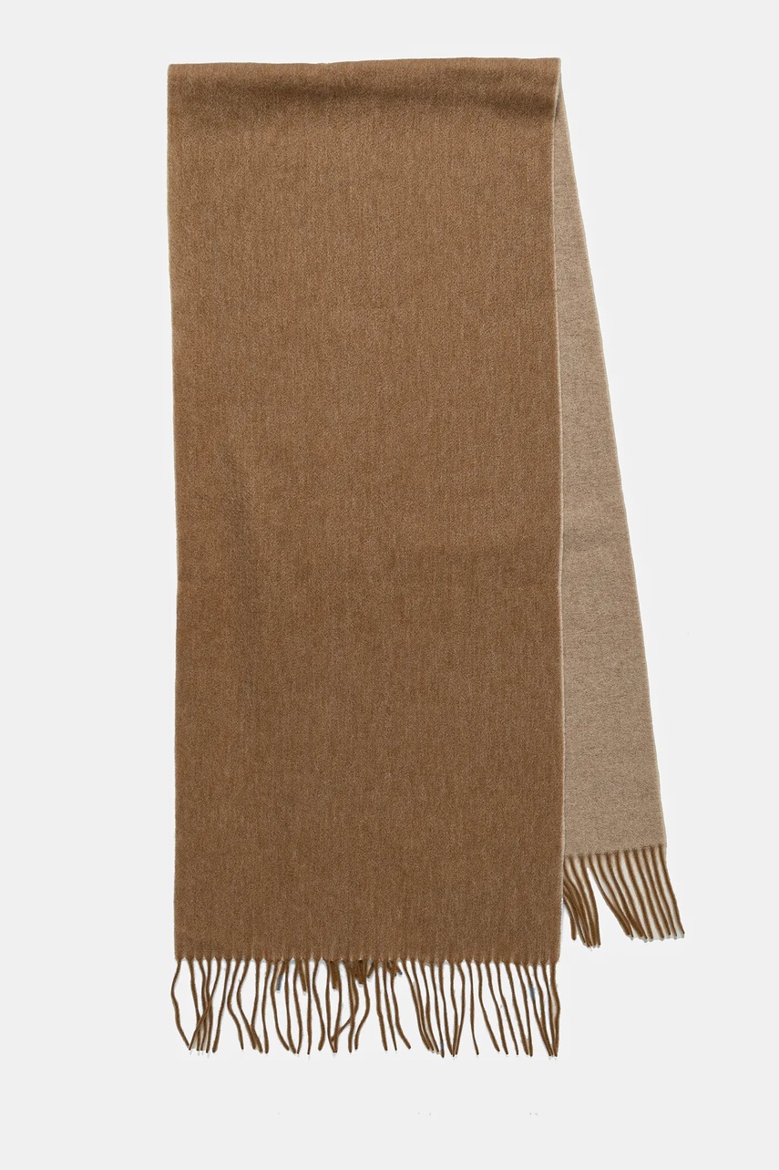 Шерстяной шарф Answear.LAB цвет коричневый однотонный