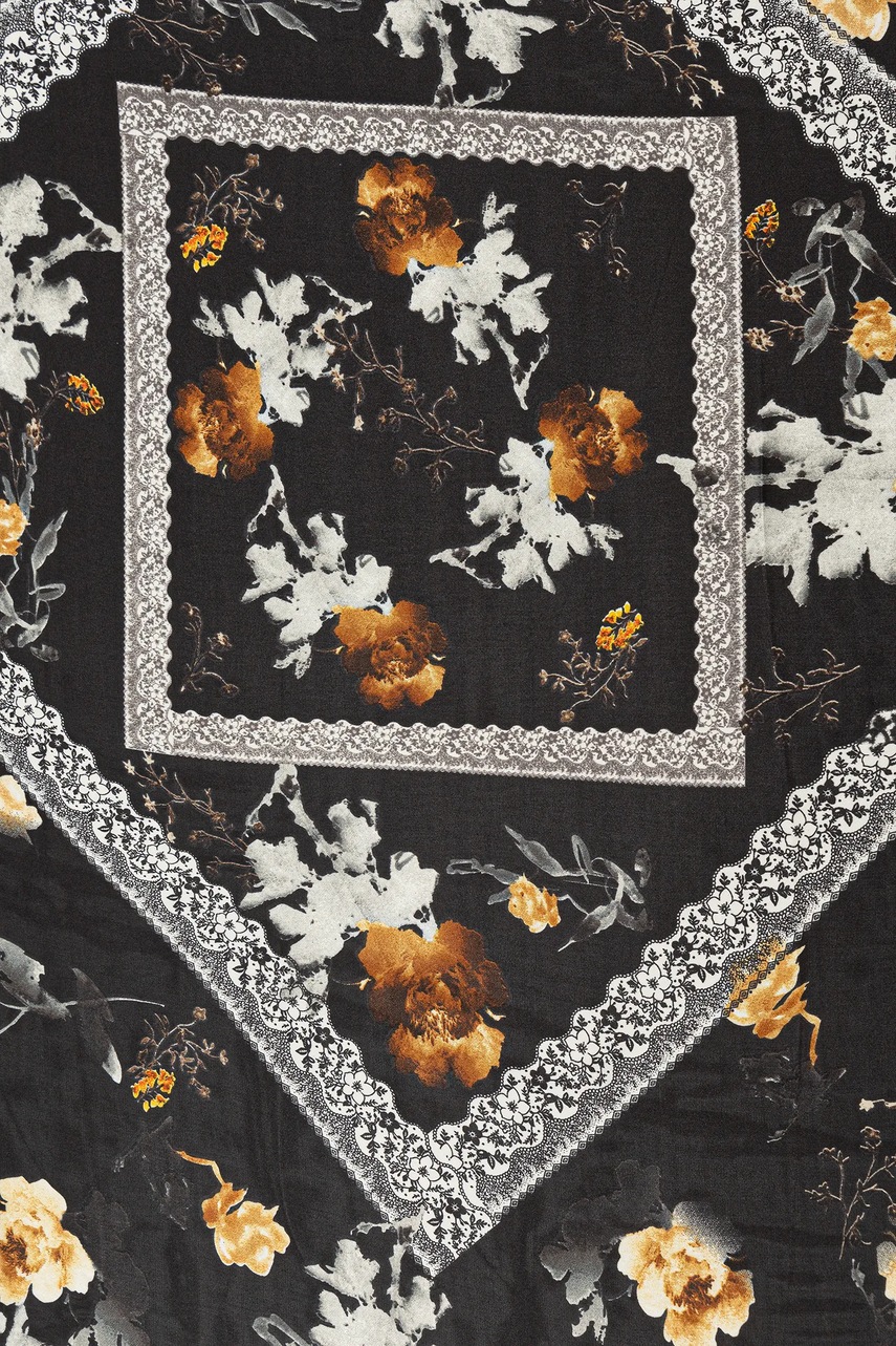 Шарф с примесью шёлка Answear.LAB цвет чёрный узор