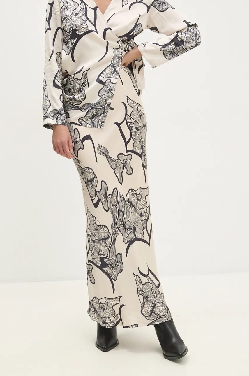 Answear Lab fusta culoarea bej, maxi, evazati Answear Lab fusta culoarea bej, maxi, evazati
