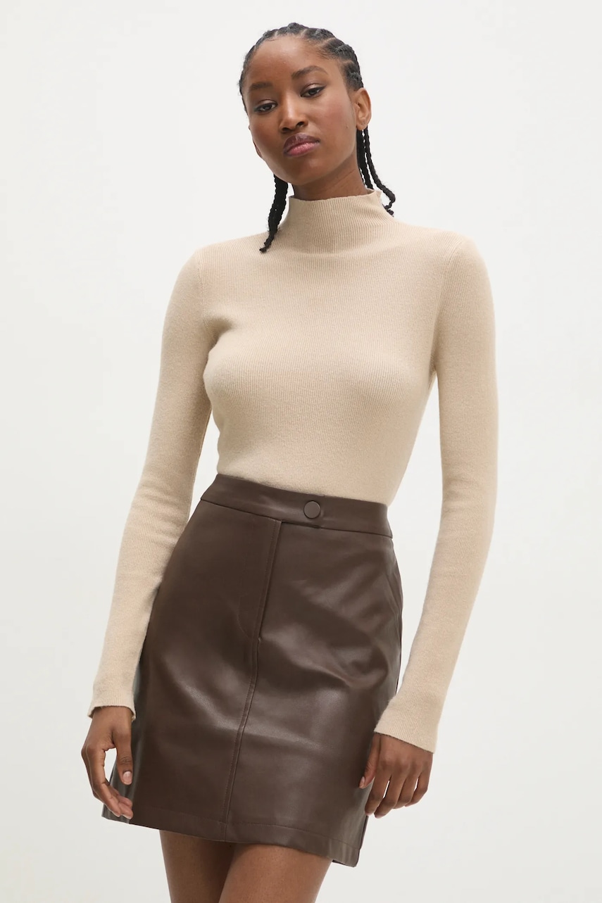Answear Lab fusta culoarea maro, mini, drept