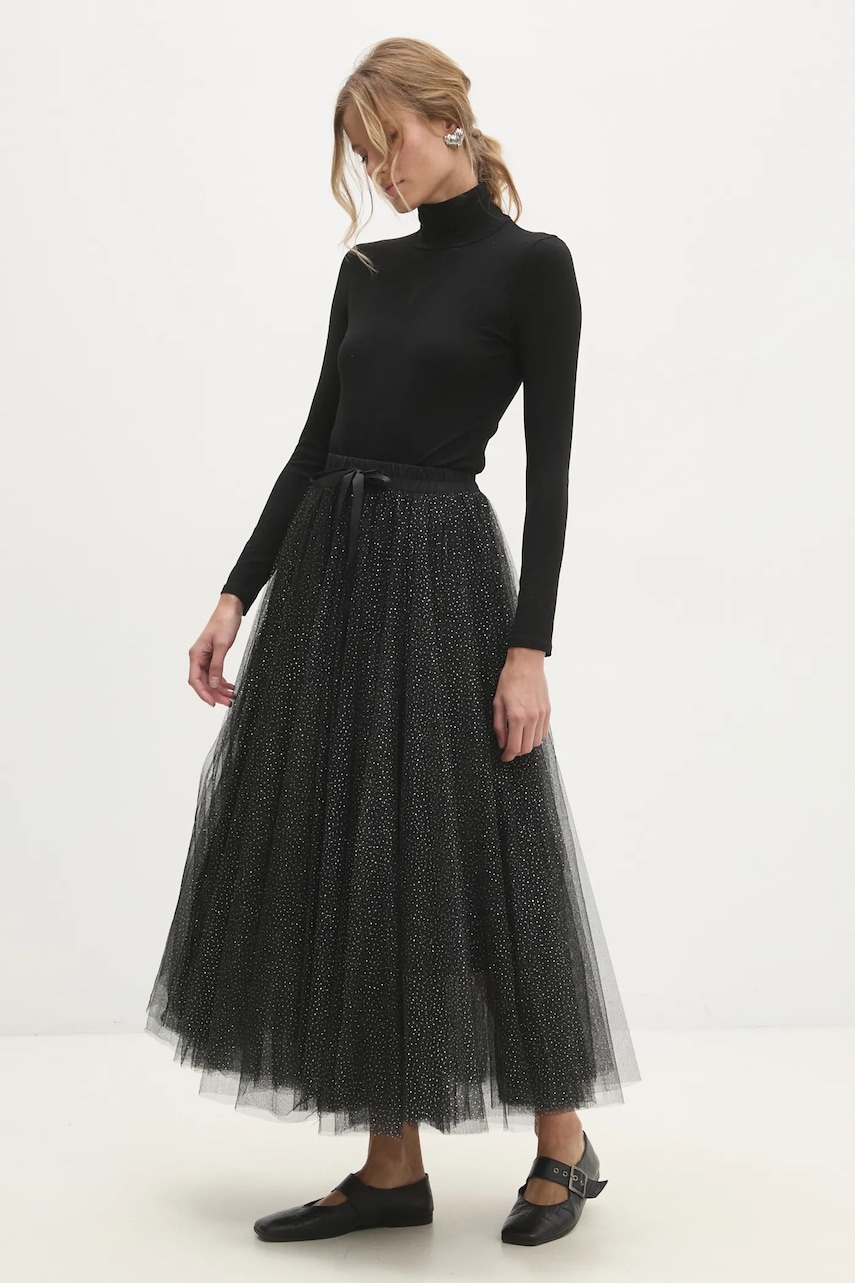 Юбка Answear Lab цвет чёрный maxi расклешённая Юбка Answear Lab цвет чёрный maxi расклешённая