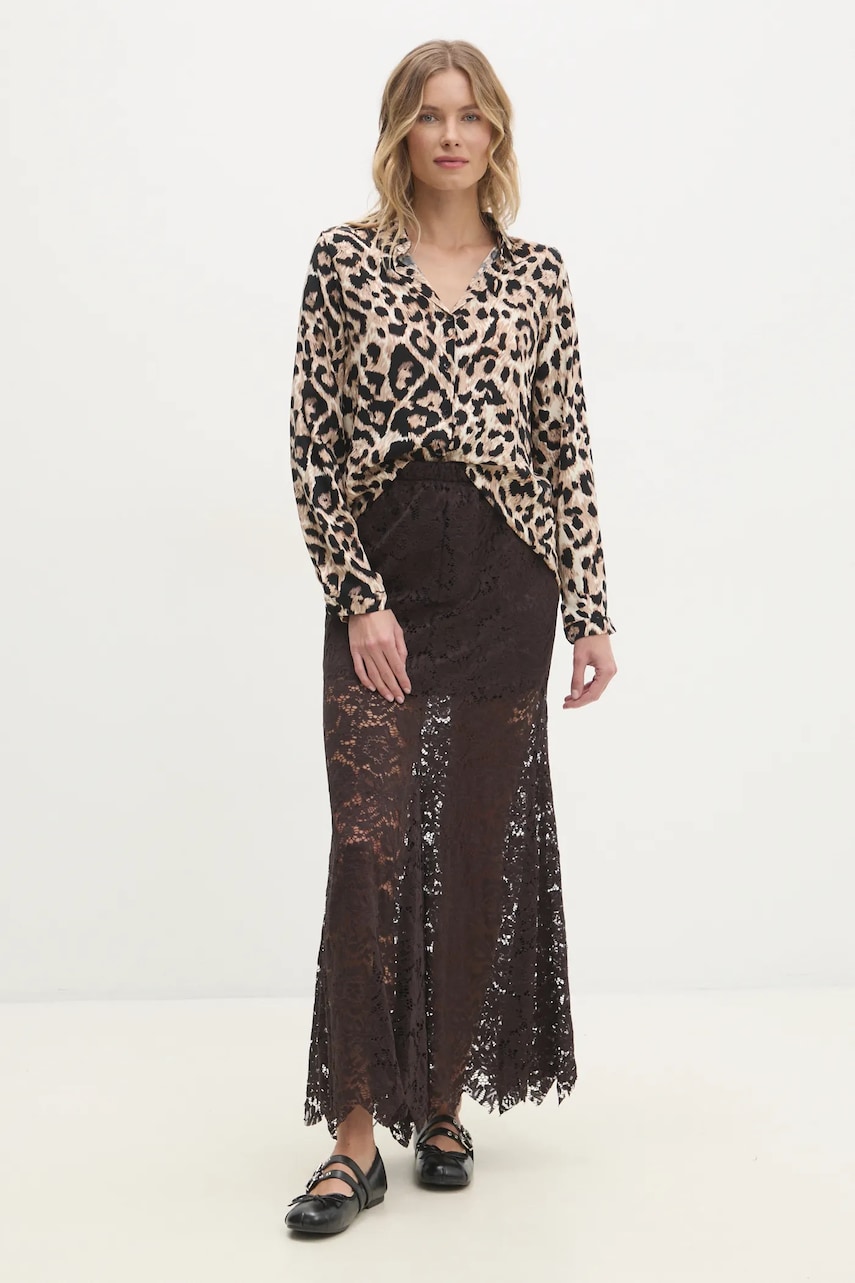 Юбка Answear Lab цвет коричневый maxi расклешённая Юбка Answear Lab цвет коричневый maxi расклешённая