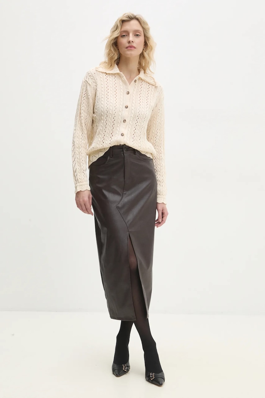 Юбка Answear Lab цвет коричневый maxi прямая Юбка Answear Lab цвет коричневый maxi прямая