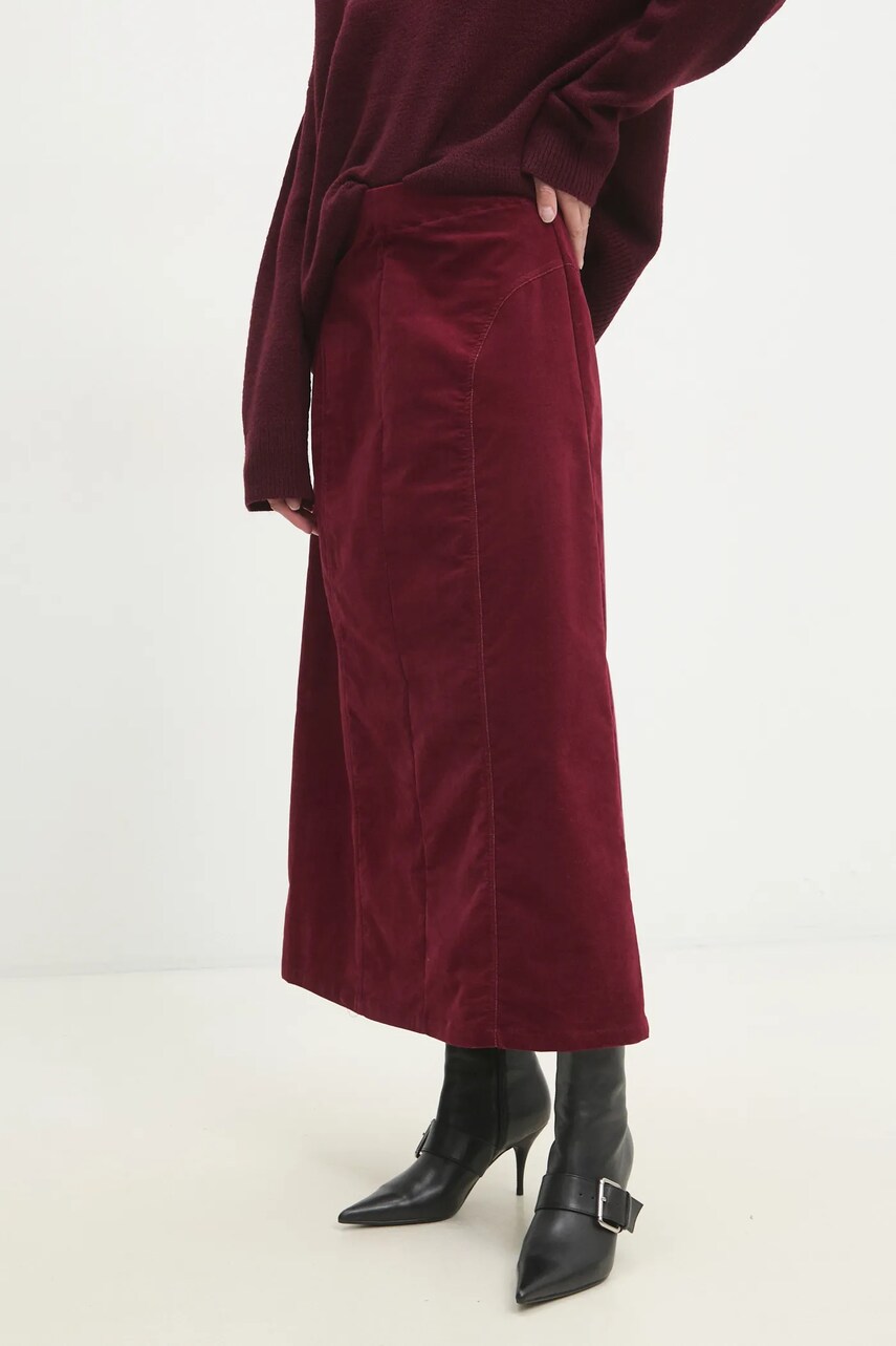Answear Lab fusta din velur culoarea rosu, midi, drept