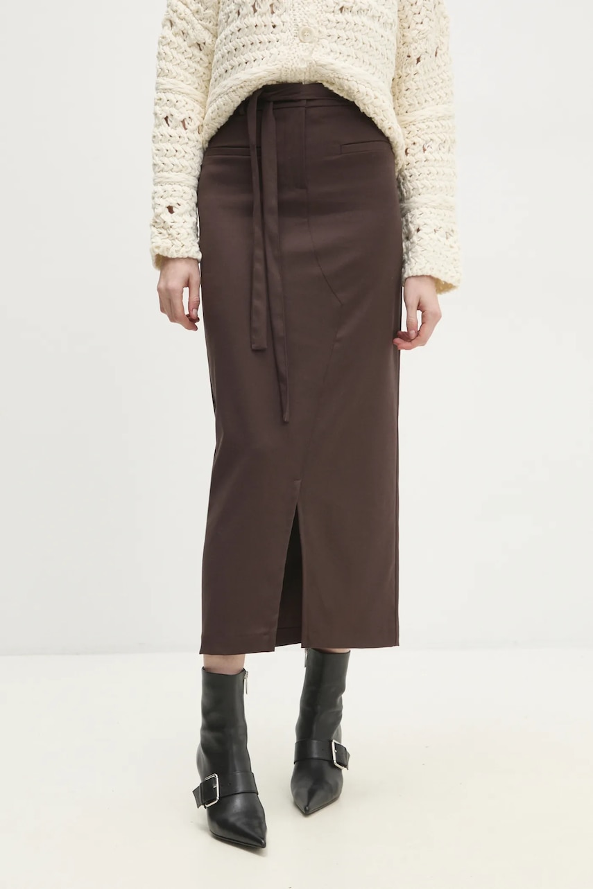 Answear Lab fustă culoarea maro, maxi, creion