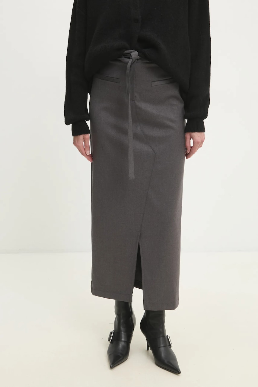 Answear Lab fustă culoarea gri, maxi, creion Answear Lab fustă culoarea gri, maxi, creion