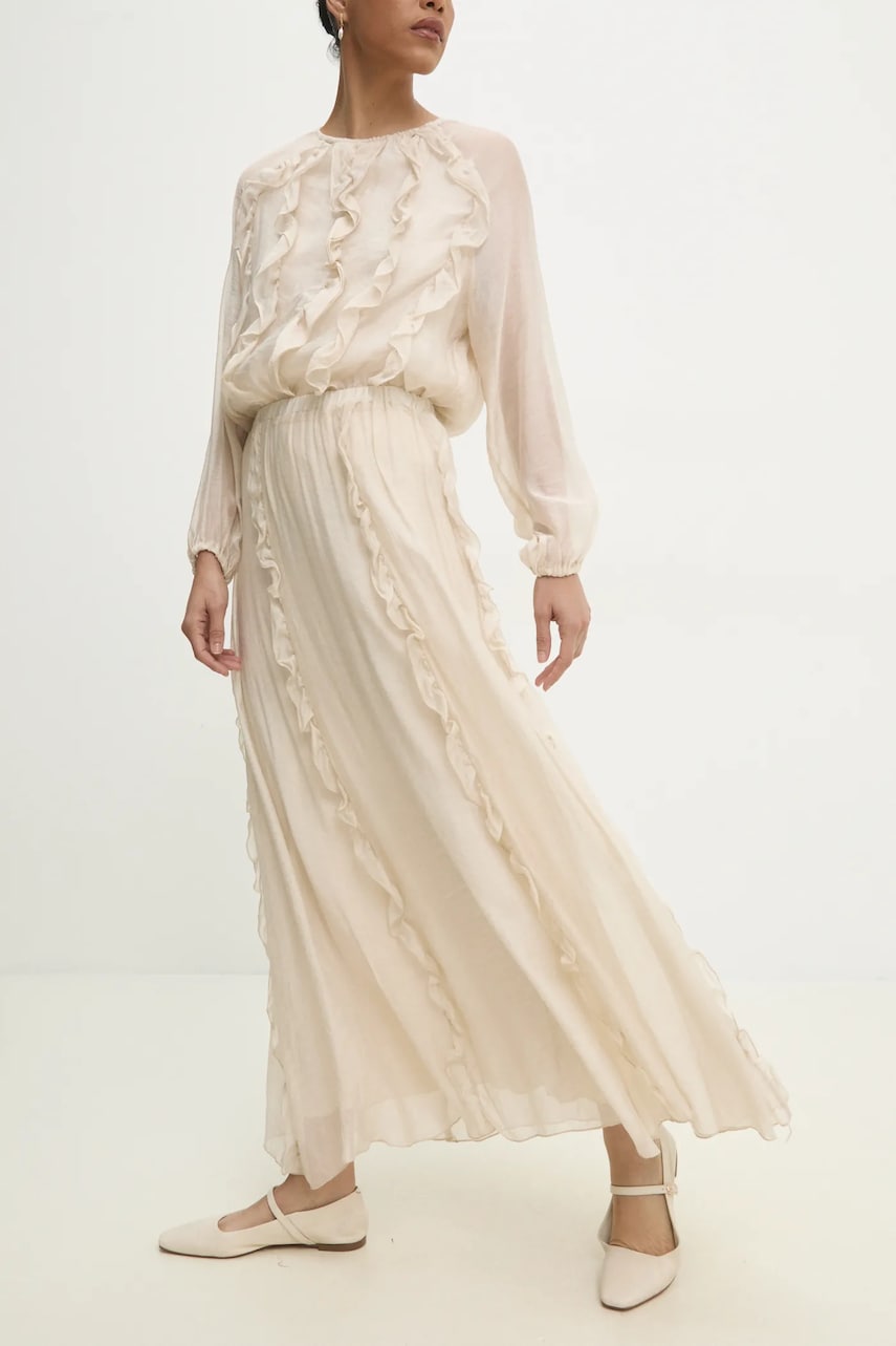 Answear Lab fusta culoarea bej, maxi, evazati