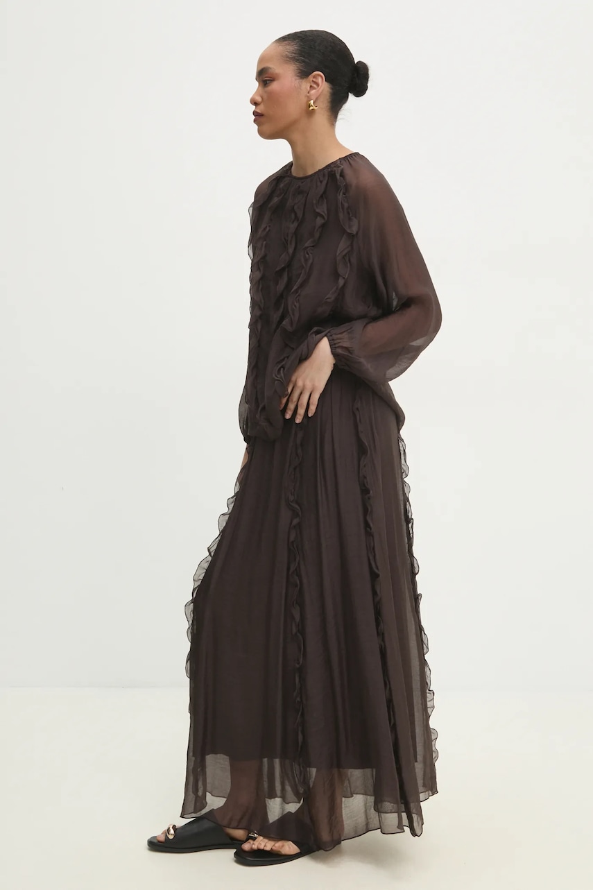 Answear Lab fustă culoarea maro, maxi, evazati