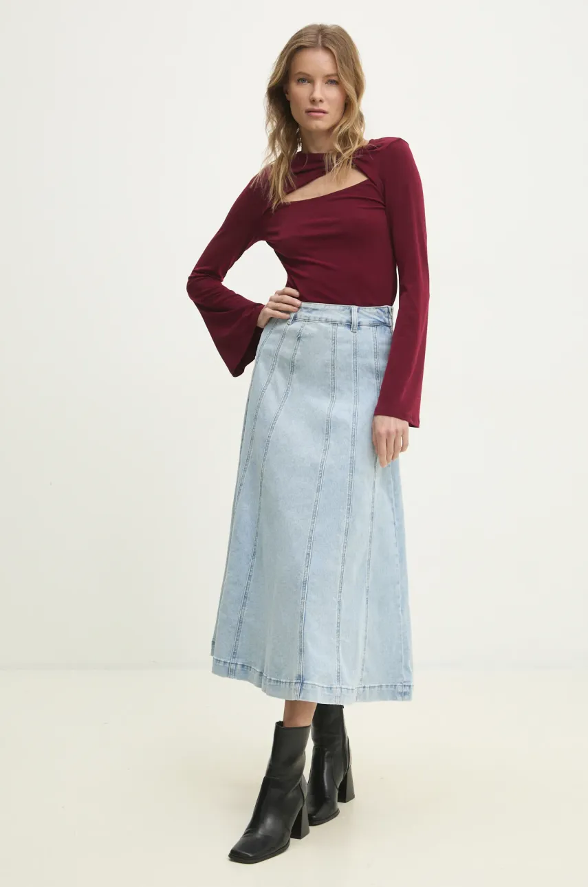 Джинсовая юбка Answear Lab midi расклешённая Джинсовая юбка Answear Lab midi расклешённая