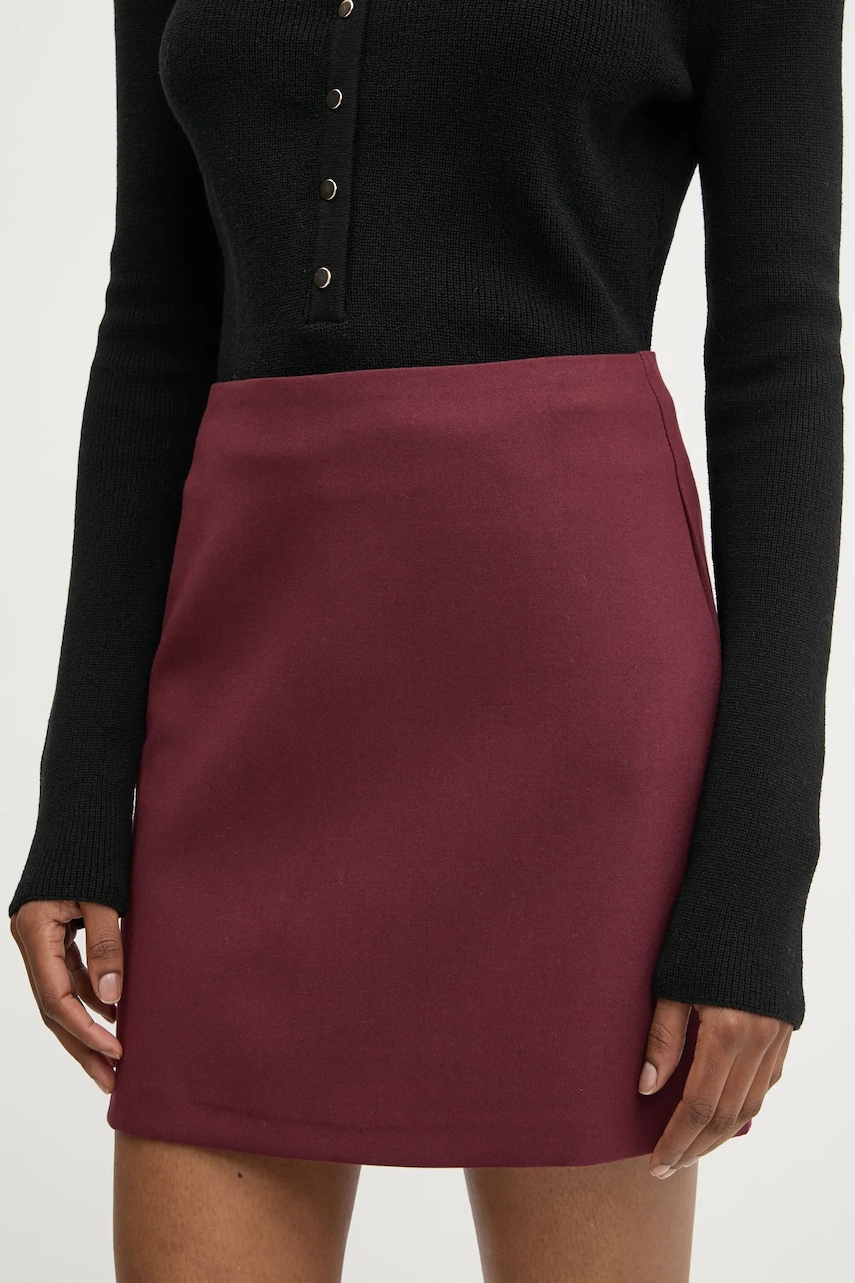 Answear Lab fusta culoarea bordo, mini, creion Answear Lab fusta culoarea bordo, mini, creion