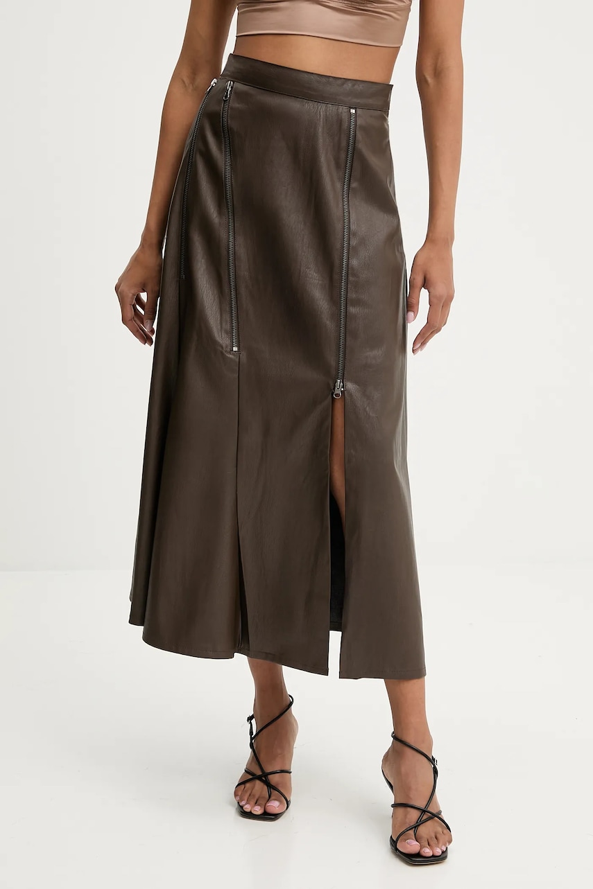 Answear Lab fusta culoarea maro, maxi, evazati