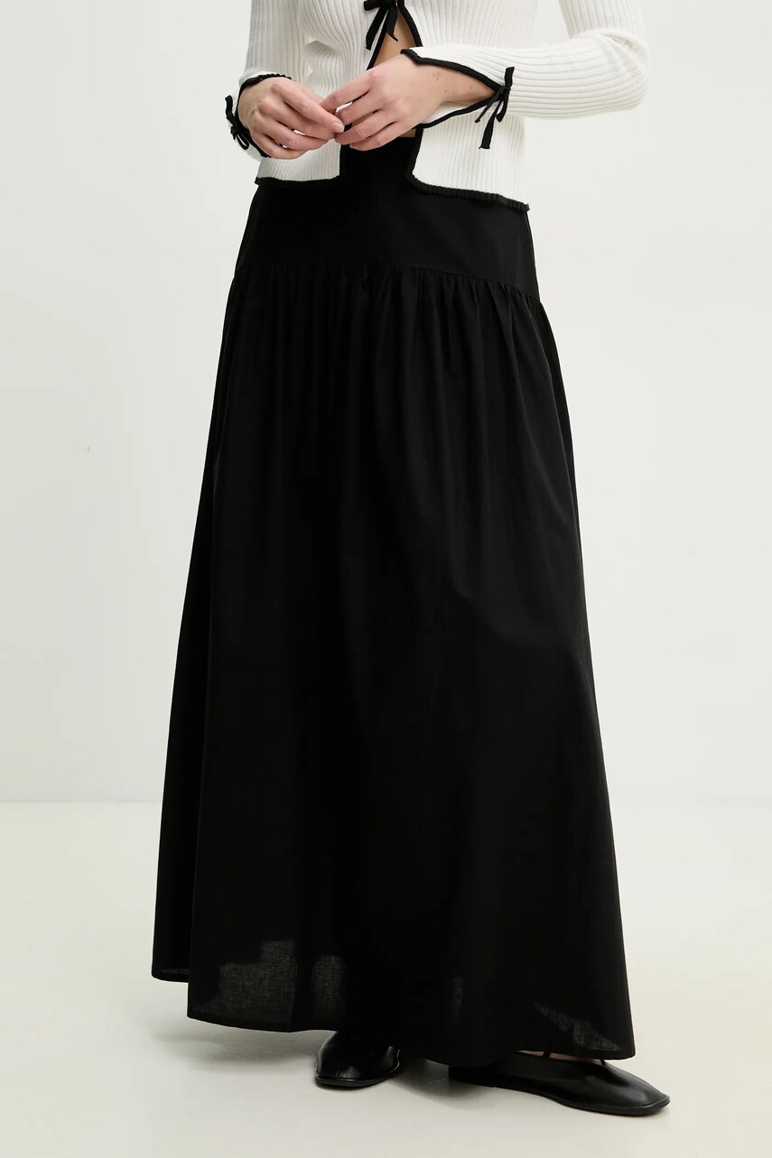 Answear Lab fusta din bumbac culoarea negru, maxi, evazati