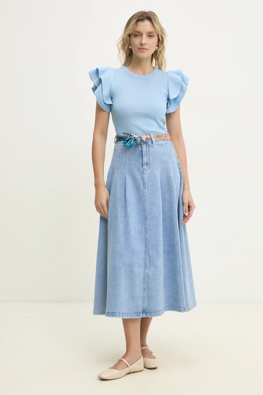 Джинсовая юбка Answear Lab midi расклешённая Джинсовая юбка Answear Lab midi расклешённая