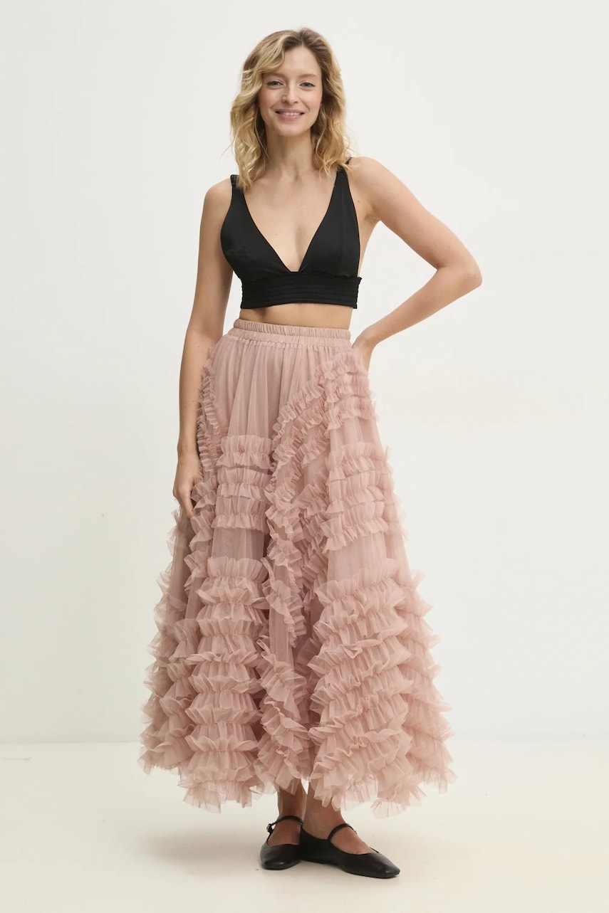 Юбка Answear Lab цвет оранжевый maxi расклешённая Юбка Answear Lab цвет оранжевый maxi расклешённая
