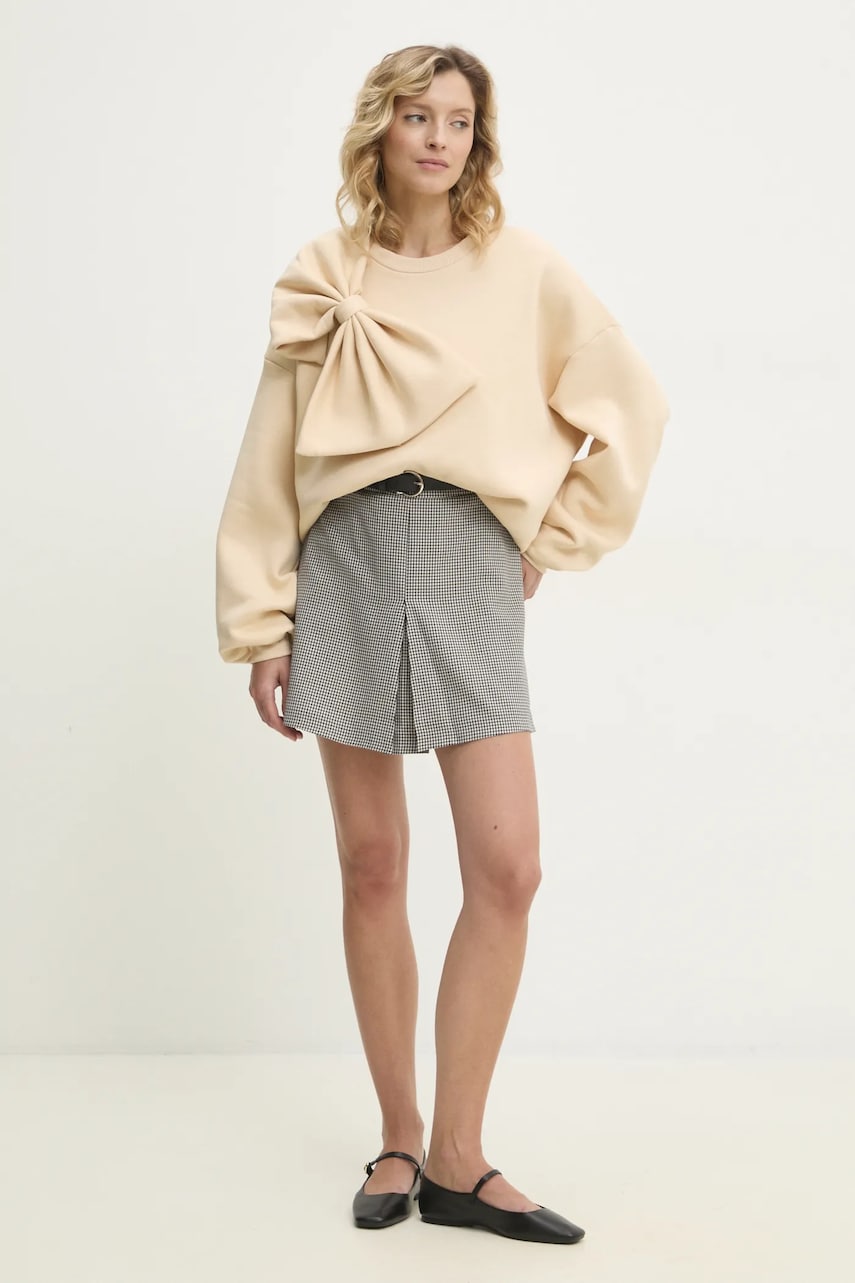Хлопковая юбка Answear.LAB цвет серый mini прямая Хлопковая юбка Answear.LAB цвет серый mini прямая