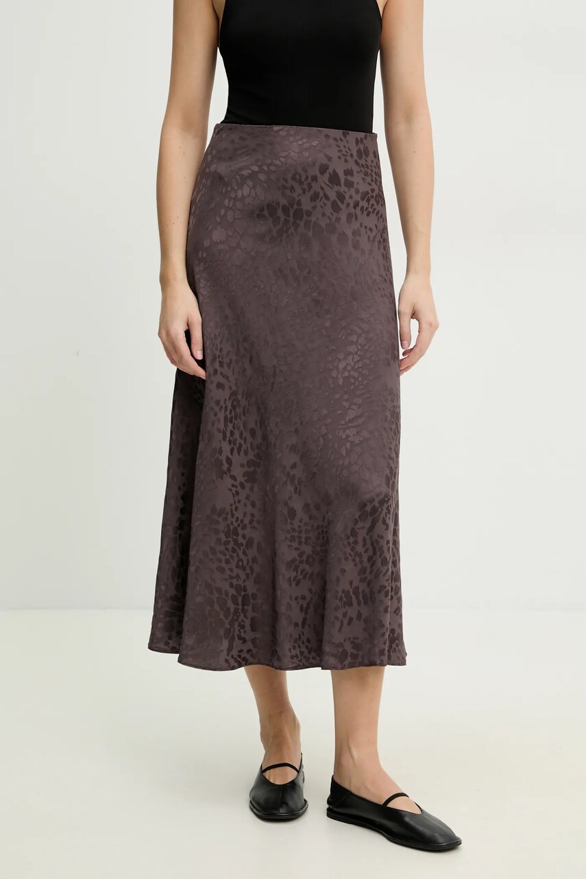 Answear Lab fusta culoarea maro, midi, evazati