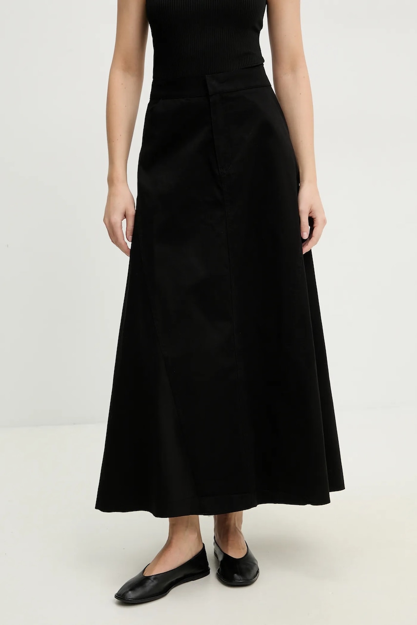 Answear Lab fustă din bumbac culoarea negru, maxi, evazati Answear Lab fustă din bumbac culoarea negru, maxi, evazati