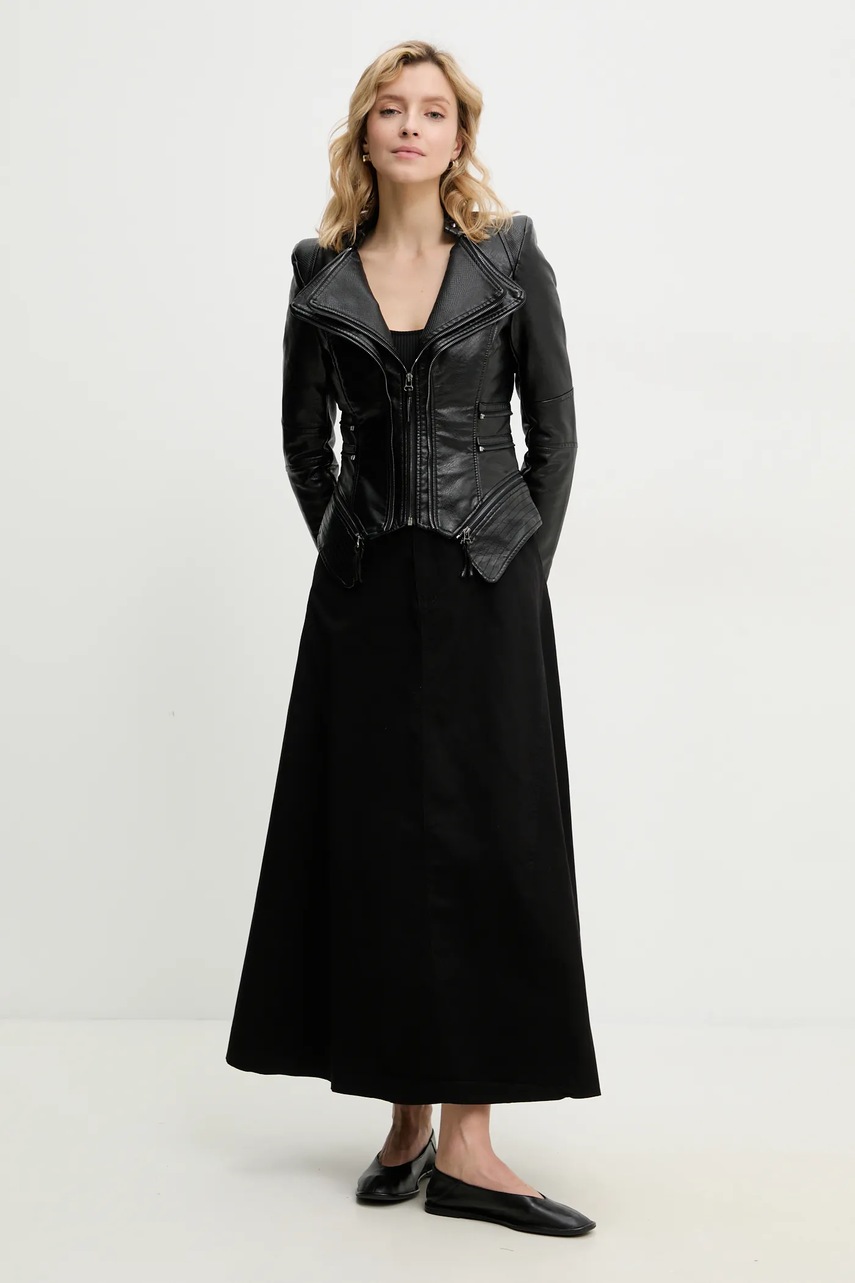 Хлопковая юбка Answear.LAB цвет чёрный maxi расклешённая Хлопковая юбка Answear.LAB цвет чёрный maxi расклешённая