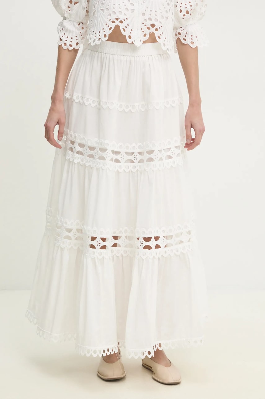 Answear Lab fusta din bumbac culoarea alb, maxi, evazati Answear Lab fusta din bumbac culoarea alb, maxi, evazati