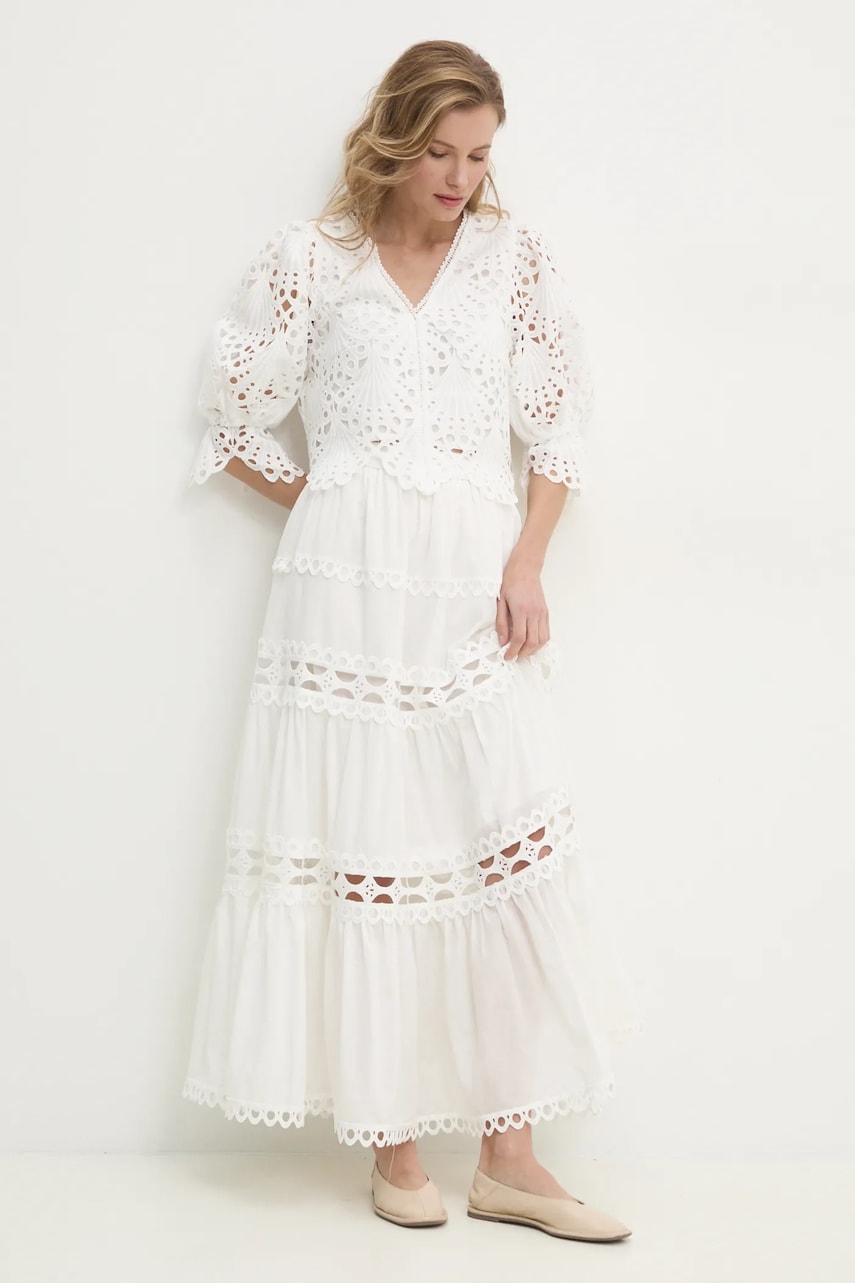 Хлопковая юбка Answear.LAB цвет белый maxi расклешённая Хлопковая юбка Answear.LAB цвет белый maxi расклешённая