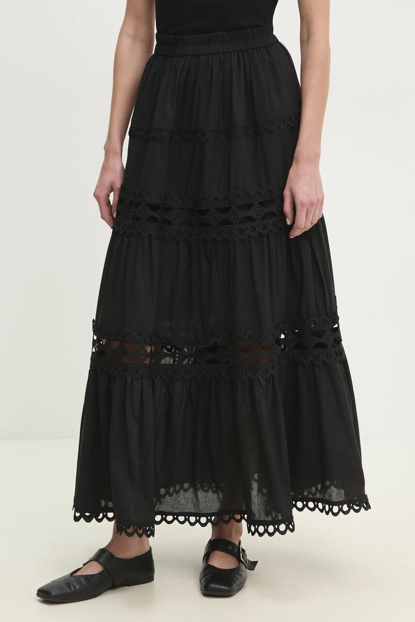 Answear Lab fustă din bumbac culoarea negru, maxi, evazati